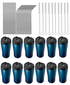 12 Pack Tumblers with Straws and Lids, 20 Oz Stainless Steel Tumbler Navy Blue - Bild 1 von 4