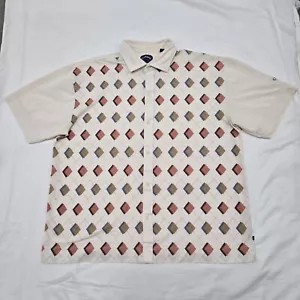 EUC Men's Size XXL Callaway Golf Cream Polo Shirt Red Green Blue Black Diamonds - Picture 1 of 12