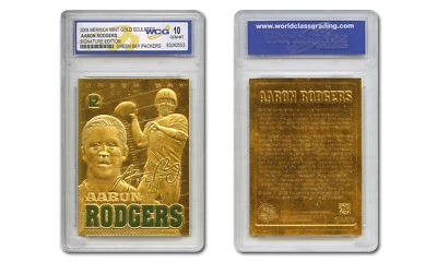 2008 AARON RODGERS SCULPTED NFL GREEN BAY PACKERS 23KT GOLD CARD - GEM-MINT 10 - Image 1 of 3