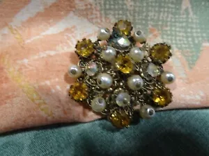 belle broche vintage perles ambrées - Bild 1 von 24