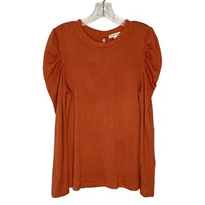 OPHELIA ROE Burnt Orange Poof Long Sleeve LIghtweight Knit Sweater NWT Large - Picture 1 of 7