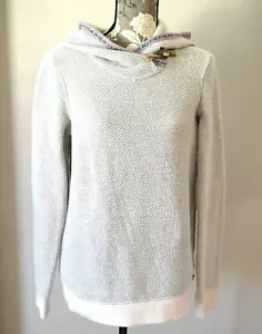Roxy felpa con cappuccio donna pullover grande a righe canguro tasca logo manica lunga top - Foto 1 di 7