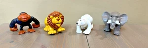 1995 Fisher Price Tierfamilien beweglicher 3 Zoll Löwe Gorilla Eisbär Elefant - Bild 1 von 9