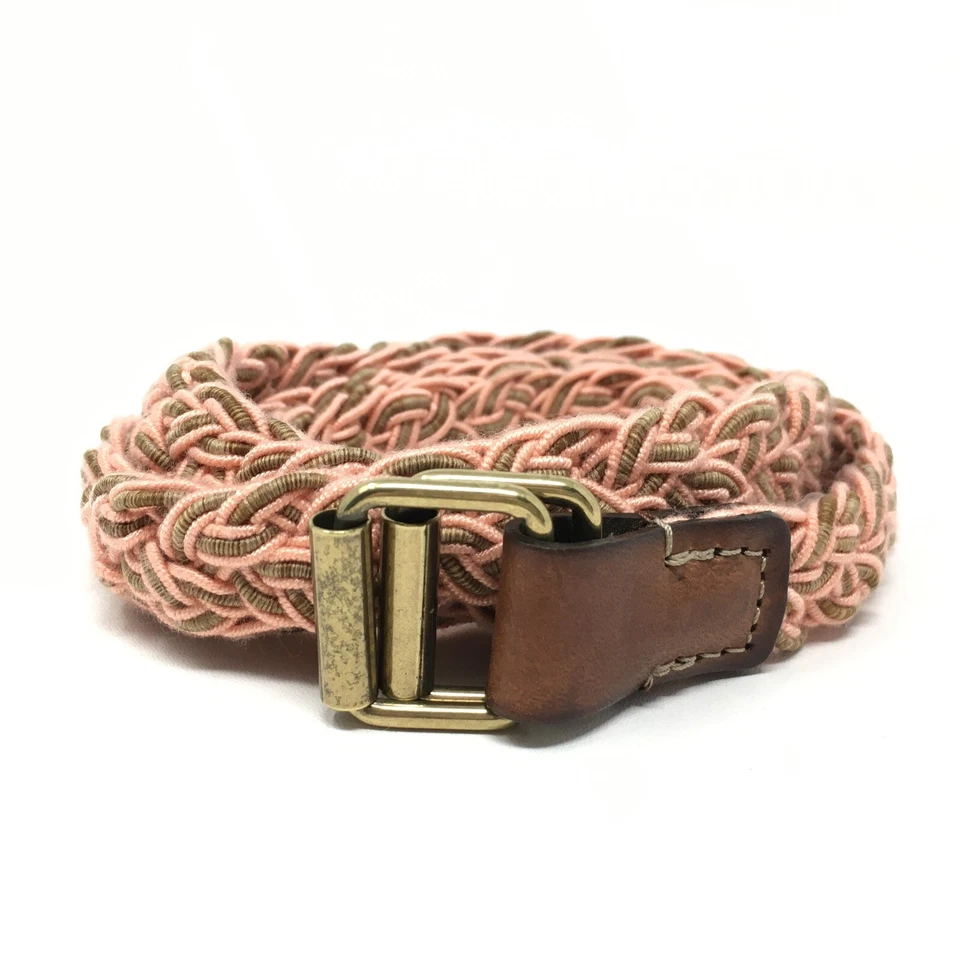 NUEVO J Crew Cinturón Ajustado Mujer Talla S/M Pequeño Mediano Rosa Verde Tejido Trenzado Foto 1 de 4