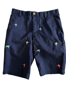 Vineyard Vines Boys Navy Blue Khaki Shorts Size 16 Adjustable Waist Turtles - Picture 1 of 6