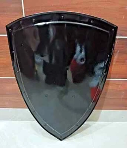 medieval Shining Black Shield 24 Inches Shield Steel Knight warrior - Picture 1 of 3