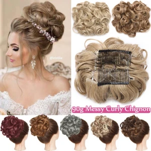 TOP UPDO Real Natural Messy Bun Hair Piece Clip In Ponytail Hair Extensions Mix - Picture 1 of 33