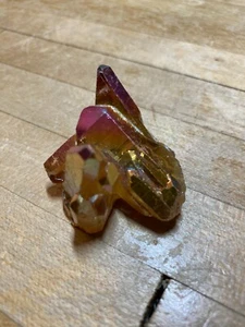 Tangerine Sun Melon Aura Quartz Crystal Gemstone Cluster Points Specimen 003 - Picture 1 of 8