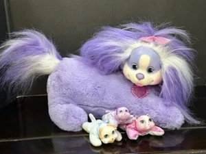2017 Puppy Surprise Purple and White Mommy with 3 Babies Plush Stuffed Animal - Picture 1 of 15