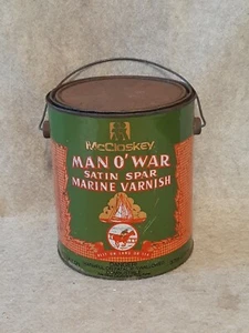 Vintage Gallon Bail Handle McCloskey MAN O WAR Marine Boat Varnish Paint Tin Can - Picture 1 of 10