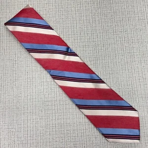 Ike Behar Striped Necktie Silk Linen Blend Red Blue White USA Made NWT - Picture 1 of 5