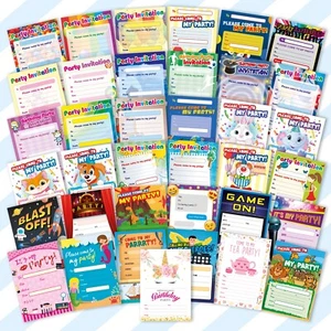 20x Childrens Kids Birthday Party Invitations Invites Pack Pads Blank Boys Girls - Picture 1 of 38