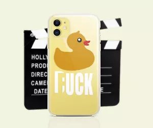 Funny Duck case for Phone 14 13 12 11 Pro Max mini Xs Xr X 8 Plus 7 6 SE 5 4 - Picture 1 of 6