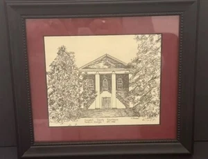 Campbell County Framed Art Drawing Signed V Green 1871 Historical Picture - Picture 1 of 7