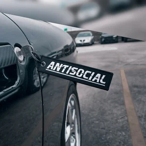 Antisocial Jet Tag Keychain | Black | JDM Meme Funny Racing Muscle Drift - Picture 1 of 6
