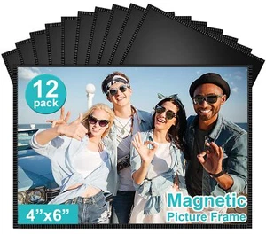 12Pack Magnetic Picture Frame 4x6in Magnet Fridge Photo Sleeves for Refrigerator - Picture 1 of 7