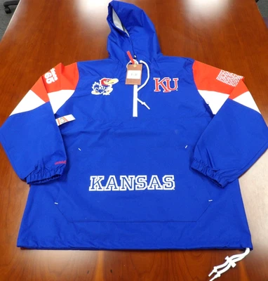 CHAQUETA CORTAVIENTOS CON CAPUCHA AZUL NUEVA CON ETIQUETAS MITCHELL & NESS NCAA KANSAS JAYHAWKS TALLA M Foto 1 de 4