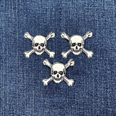 3-Pack Skull Crossbones Applique Patch Embroidered Halloween Skeleton Badge 1.5" - Image 1 of 2