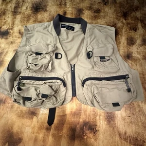 Simms Bozeman Montana Fly Fishing Vest Vintage USA Fish XL Tan Extra Large Trout - Picture 1 of 23
