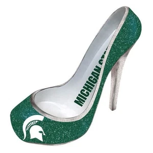 Michigan State University High Heel Glitter Shoe Wine Bottle Holder NCAA Team - Picture 1 of 1