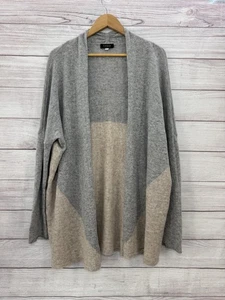 Suéter cárdigan plumero abierto bloques de colores 100 % cachemir talla GRANDE de FORTÉ para mujer - Imagen 1 de 8