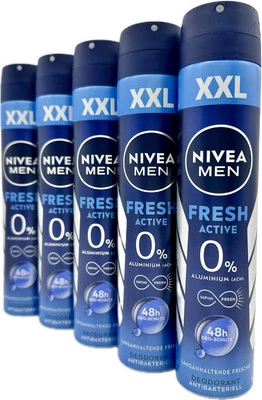 5x Nivea Men Fresh Active XXL - 48h Deo Spray Deodorant Langanhaltend 5x200ml