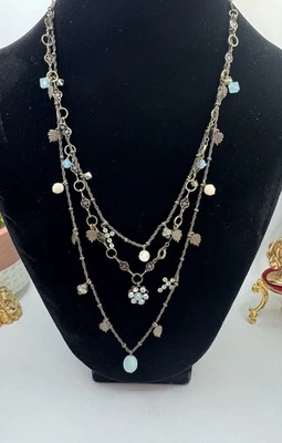 Liz Palacios Layered Necklace Crystal Beads Multi Strand Boho Vintage Jewelry - Image 1 of 4