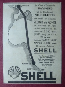2/1933 PUB SHELL AVIATION GAYFORD NICHOLETTS FAIREY NAPIER LION CRANWELL AD - Foto 1 di 1