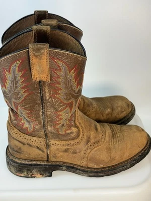 Ariat Niños Bordado Marrón Western 4 Botas de Vaquero Resistente Granjero Exterior Foto 1 de 4