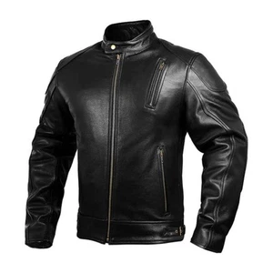 Motorradjacke aus Leder mit Rüstung für Herren, Cafe Racer echt wetterfest... - Bild 1 von 7