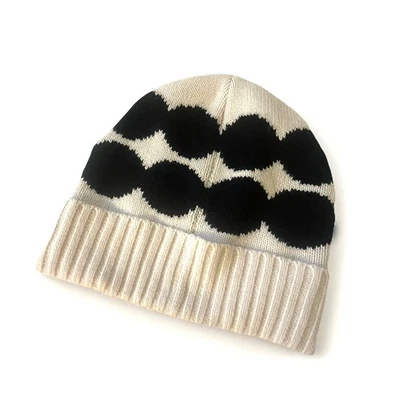 Gorro tejido Marimekko x Uniqlo Heatech blanco roto talla única estampado gráfico nieve Foto 1 de 4