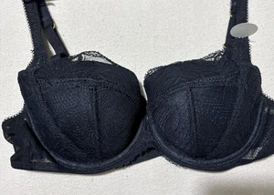 M&S Underwired cotton Mix Padded LACE BALCONY Bra In BLACK Size 36B - Picture 1 of 10