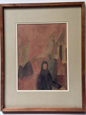 MID CENTURY PAINTING WOMAN EXPRESSIONIST WOMEN MODERNISM VINTAGE JEAN MANLEY - Image 1 of 4