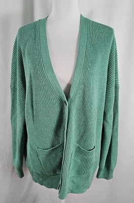 Nuevo cárdigan grande J Crew para mujer de gran tamaño verde algodón cachemir Foto 1 de 4