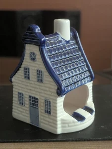 Vtg Delft Blue White House Ashtray Chimney Smoker Hand Painted Incense Holland - Picture 1 of 13