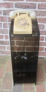 Mid Century Smoke Brown Acrylic Side Table Phone Stand Memphis Made 8 x 10 x 22 - Picture 1 of 8