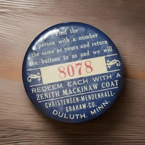 Zenith Mackinaw Coat, Duluth Minnesota, Merchant Button - Picture 1 of 2