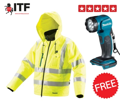 Makita CJ106DZ 12V CXT Heated Hi-Vis Jacket (XL or XXL) + Free DML815 Torch - Image 1 of 4