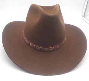 Vintage John B Stetson 4 XXXX Biber Cowboy Hut 7-1/2 braun orig Band & Box LESEN - Bild 1 von 23