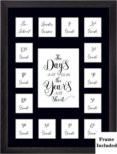 School Year Picture Frame Pre K-12 Collage Photo Display Graduation Black Sol... - Picture 1 of 9