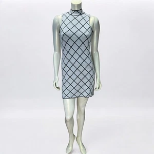 ROMEO & JULIET COUTURE Diamond Grid Mock Neck Bodycon Mini Dress - Size M - Picture 1 of 10