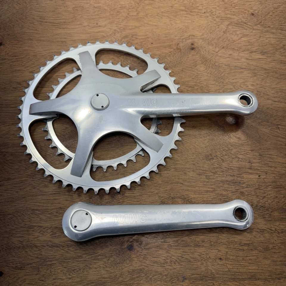 Juego de bielas para bicicleta de carretera MAVIC 631 Starfish Square Taper 175 mm hecho en Francia 52/38t Foto 1 de 4