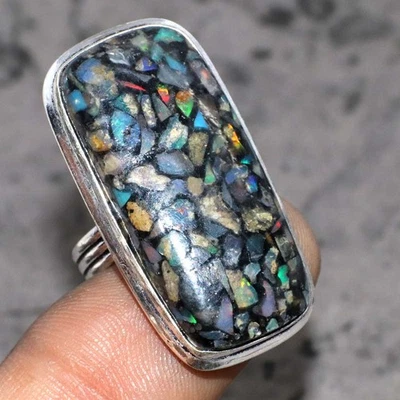 Copper Ethiopian Opal 925 Silver Plated Gemstone Handmade Ring US 8 GW - Image 1 of 3