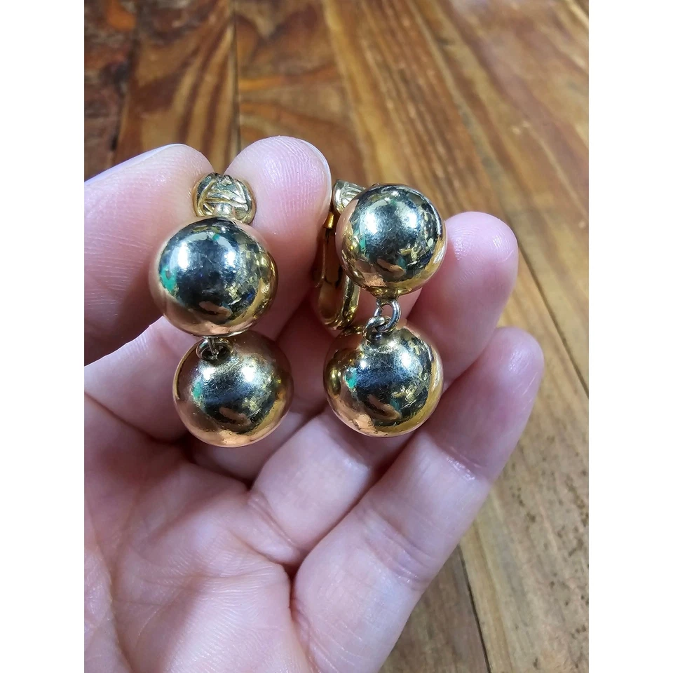 Золотистые серьги-шарики Napier с зажимом - Изображение 1 из 4