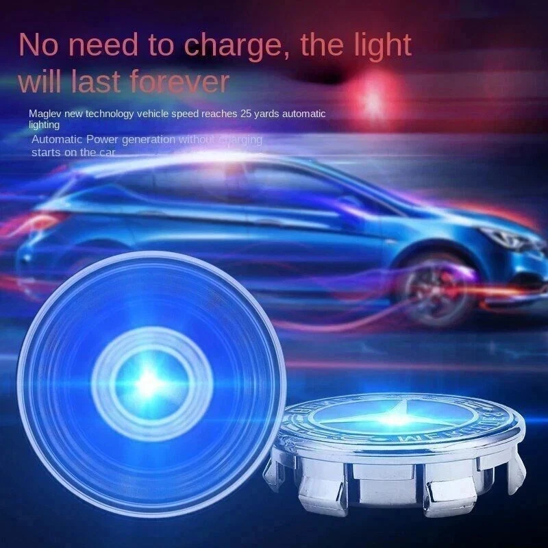 4Pcs 56mm Self-Powered Floating LED Wheel Hub Light Caps For Volkswagen Polo - Image 1 of 4