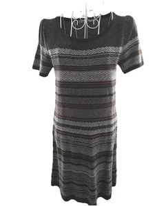 Vestido M&S Negro Tejido Mangas Cortas Patrón Rayas - Talla 8 - Imagen 1 de 8