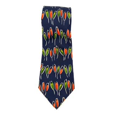 Corbata de tulipanes azules colorida Henry A La Pensee usada en excelente estado 100 % seda Foto 1 de 2
