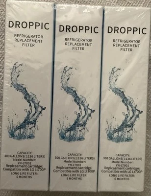 Refrigerator Water FILTER Replacement Droppic 3-Pack Fits LG LT700P ADQ36006101 - Image 1 of 3