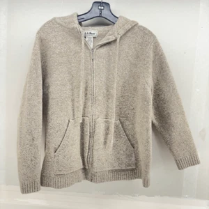 Suéter de lana vintage LL Bean para mujer de cordero chaqueta con capucha con cremallera color crema tostado talla M - Imagen 1 de 5
