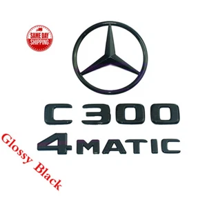 Gloss/Black C300 4MATIC Rear Star Emblem Badge for Mercedes Benz W205 C300 SEDAN - Bild 1 von 6